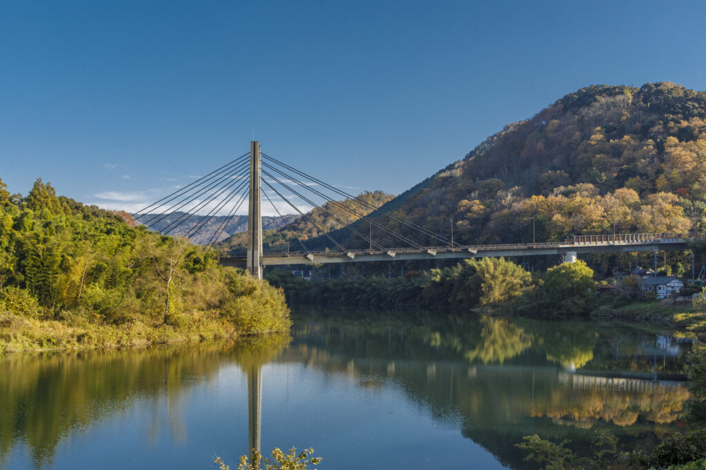 Suspension bridge over a river