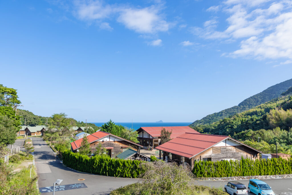 Maizuru Fururu Farm parking lot overlooking the sea