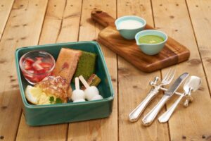A meal featuring Japanese sweets made with seasonal ingredients such as matcha, cherry blossom, and lemon